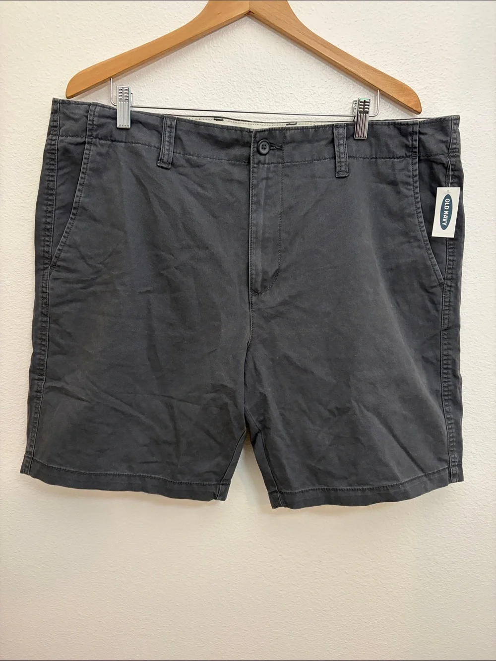 NWT Old Navy Blue Lived-In Straight Flat Front Cotton Casual Shorts